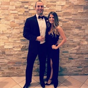 Navy blue floor length bodycon dress